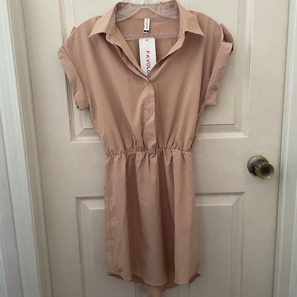 NWT Khaki/Tan Mini Collared Dress - Picture 1 of 10